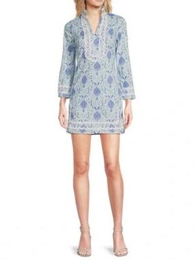 NWT SAIL to SABLE Woven Pineapple Print Split Collar V-Neck Bracelet Dress